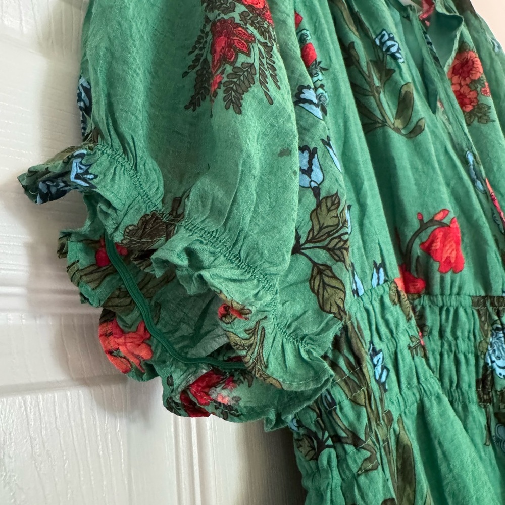 THML Green Floral Midi Dress with Red & Blue Accents - Picture 6 of 8